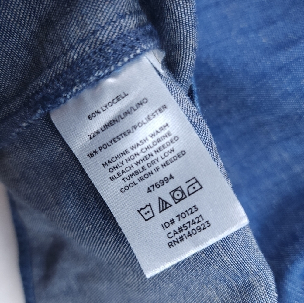 Loft Blue Lyocel Linen Blend Button Down Dress Sz Xs - Picture 8 of 11
